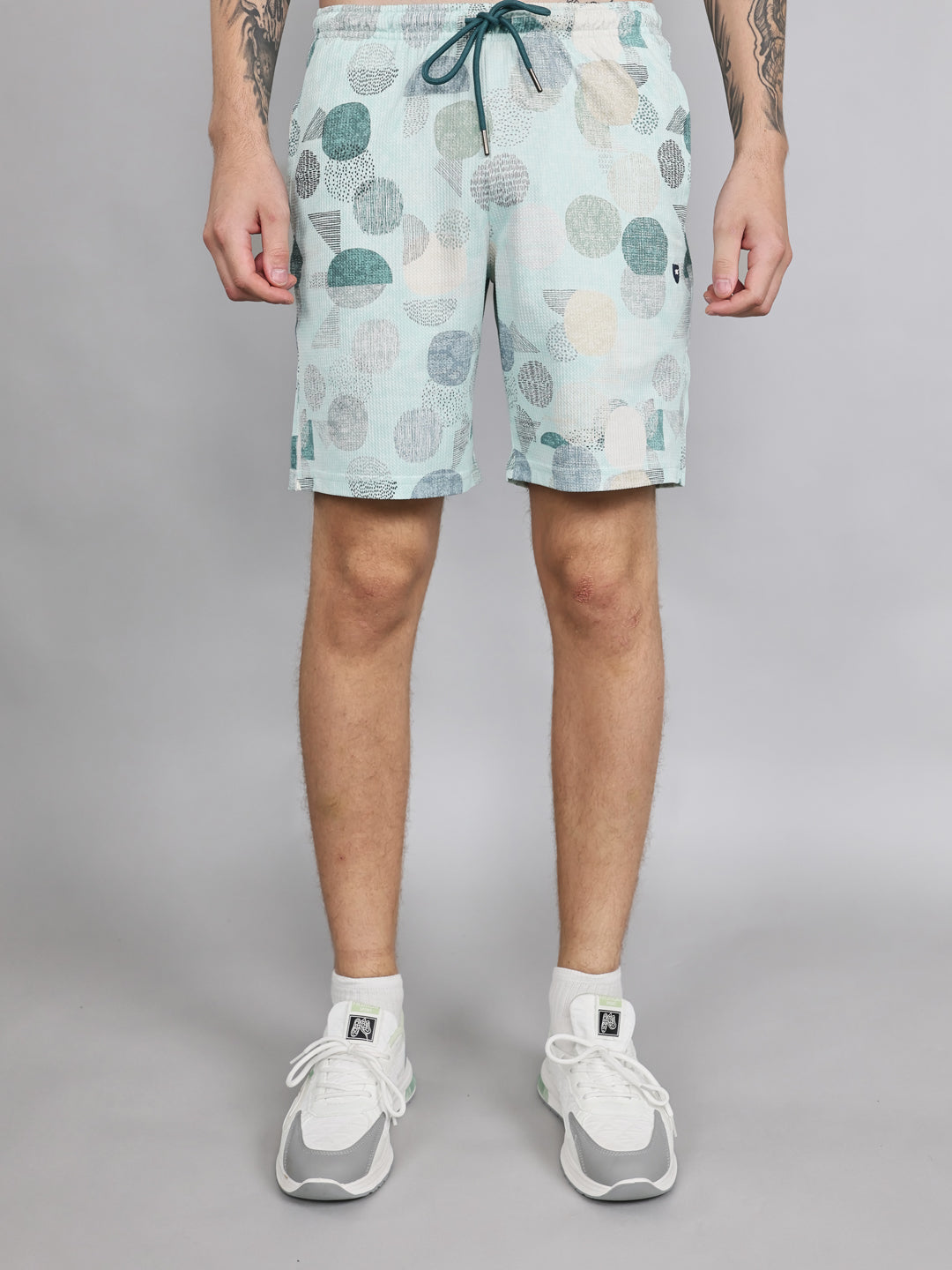 Men Green Abstract Print Regular Fit Bermuda Set