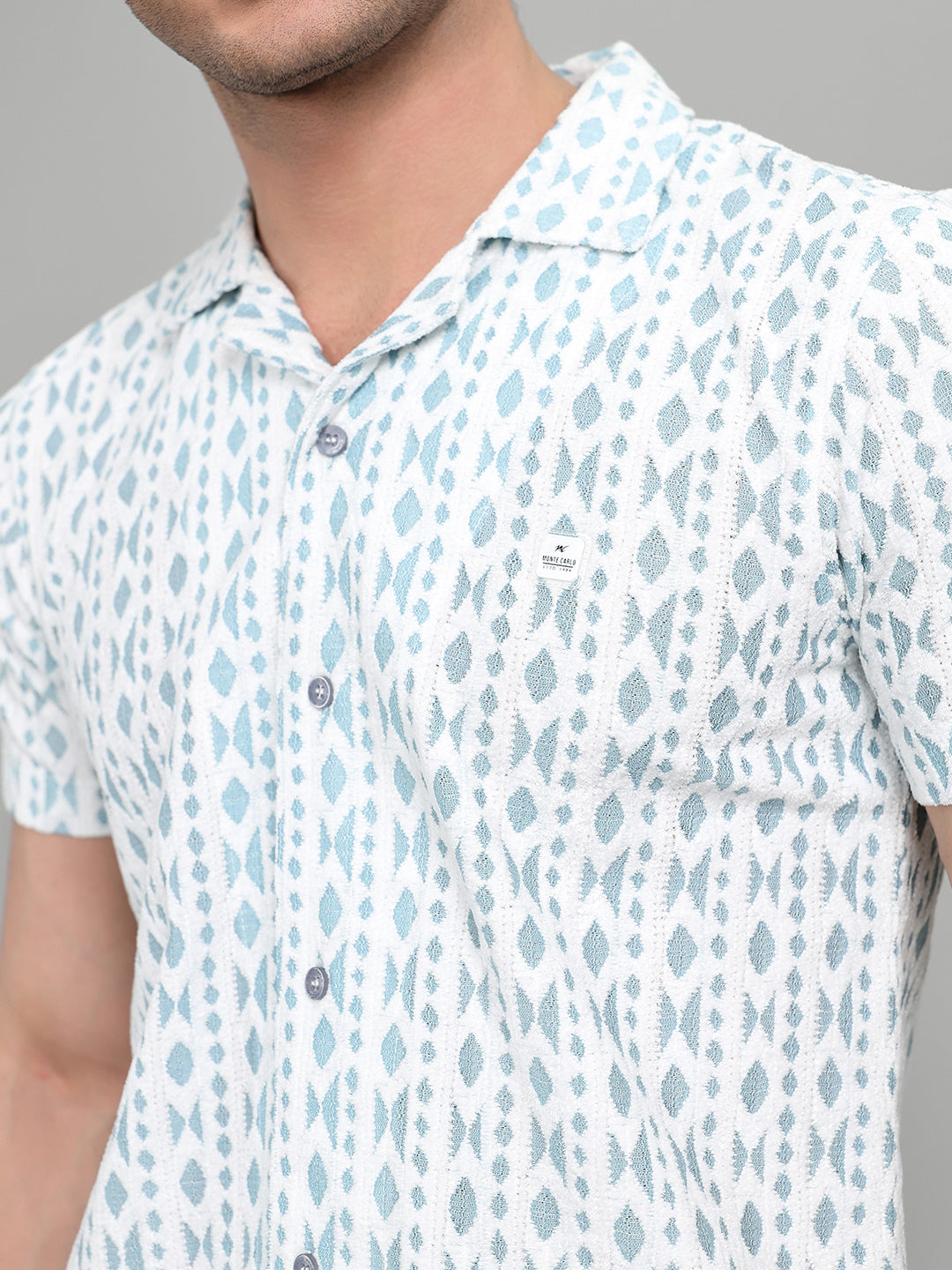 Men Blue Printed Regular Fit Bermuda Set
