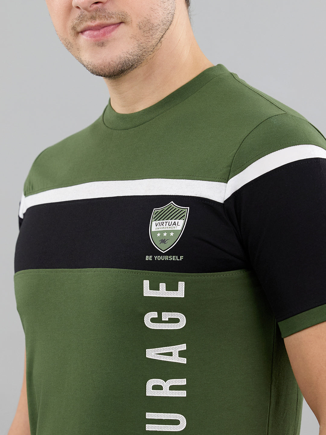 Men Green Solid Round Neck Half Sleeve Lower Set