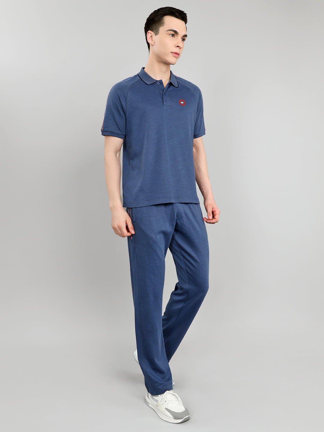Men Blue Solid Collar Half Sleeve Lower Set