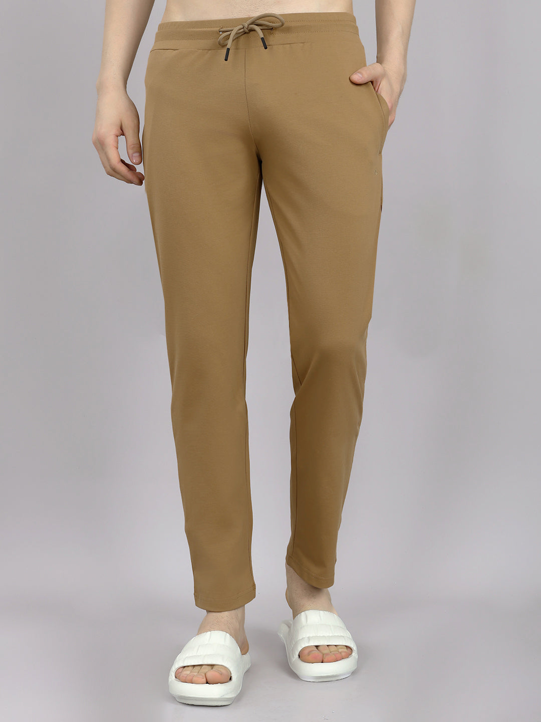 Men Brown Solid Round Neck Half Sleeve Lower Set
