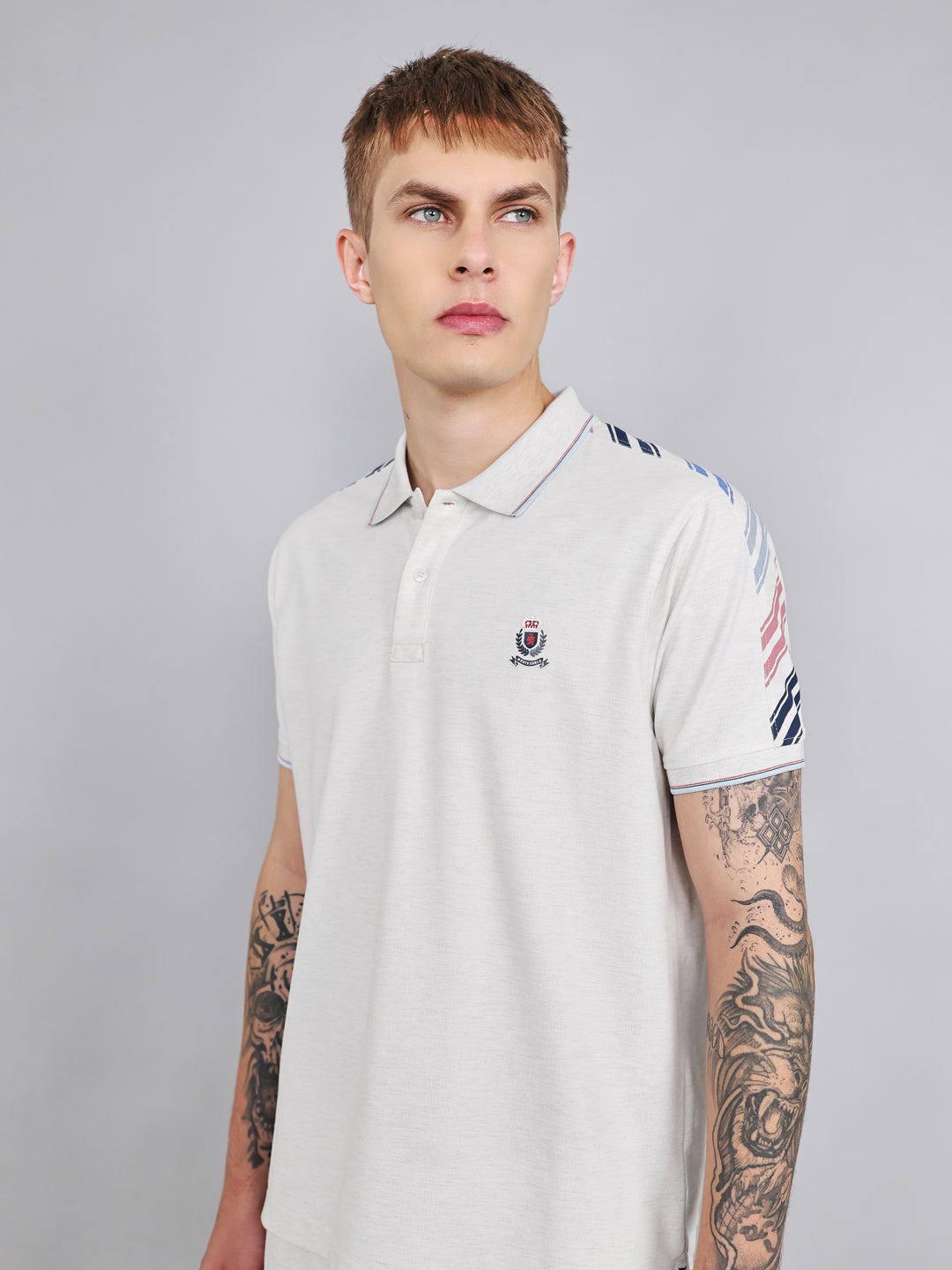 Men Off White Solid Collar Half Sleeve Lower Set