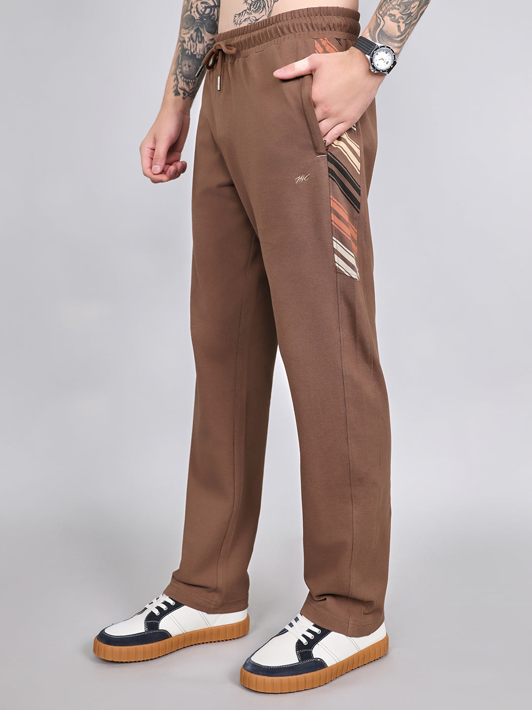 Men Brown Solid Collar Half Sleeve Lower Set
