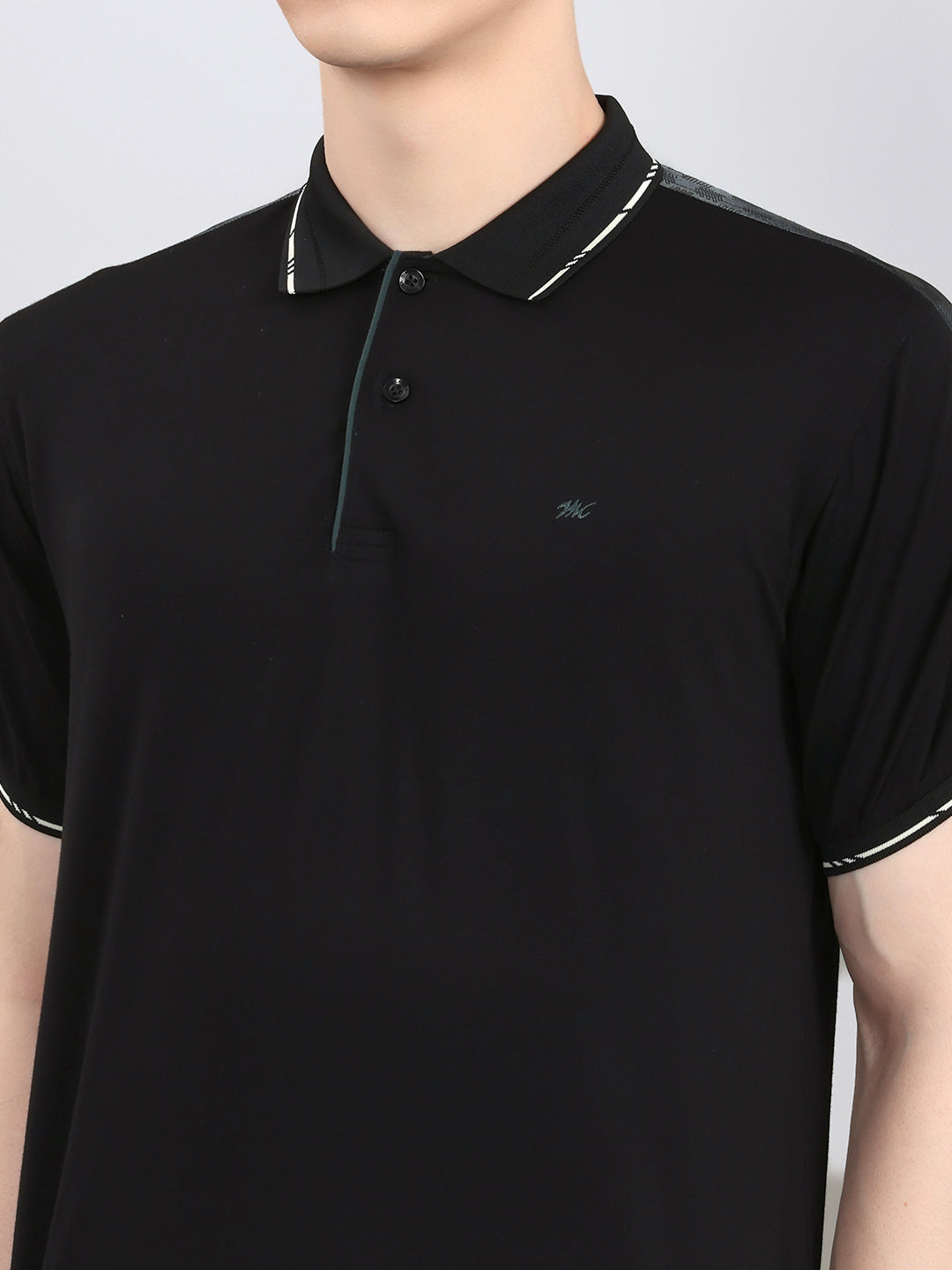 Men Black Solid Collar Half Sleeve Lower Set