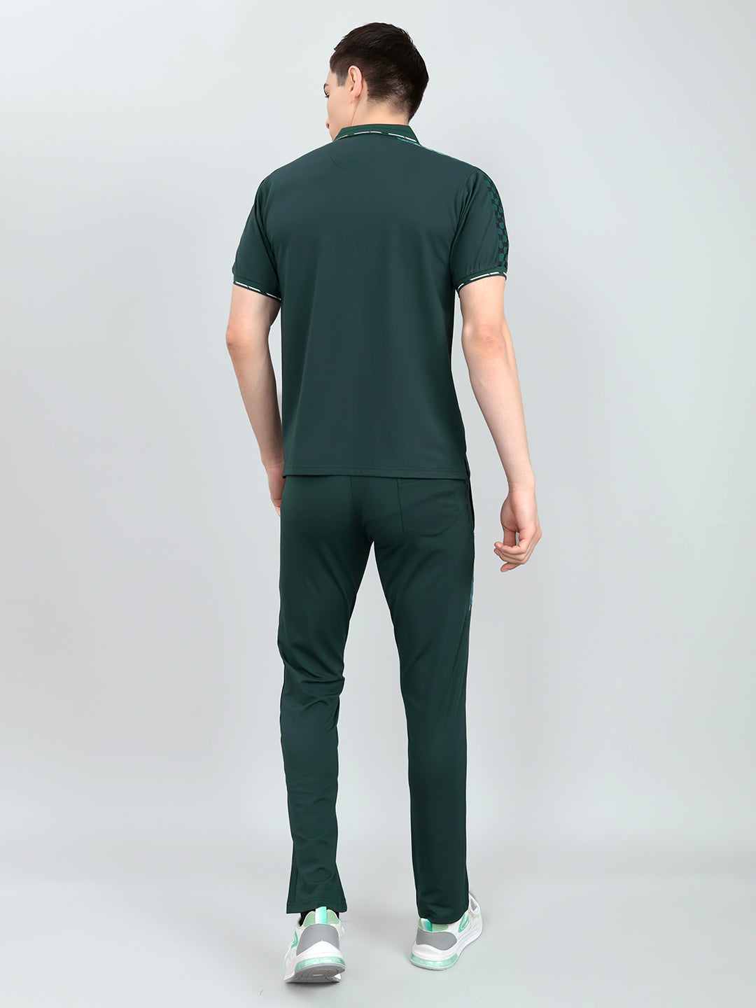 Men Green Solid Collar Half Sleeve Lower Set