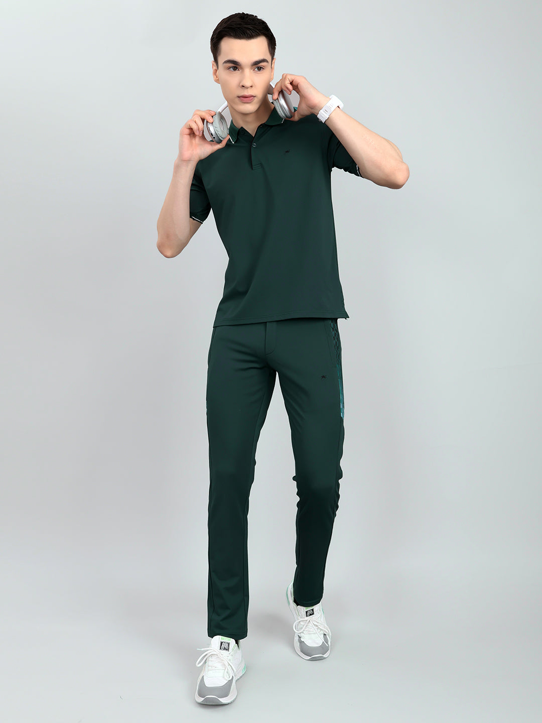 Men Green Solid Collar Half Sleeve Lower Set