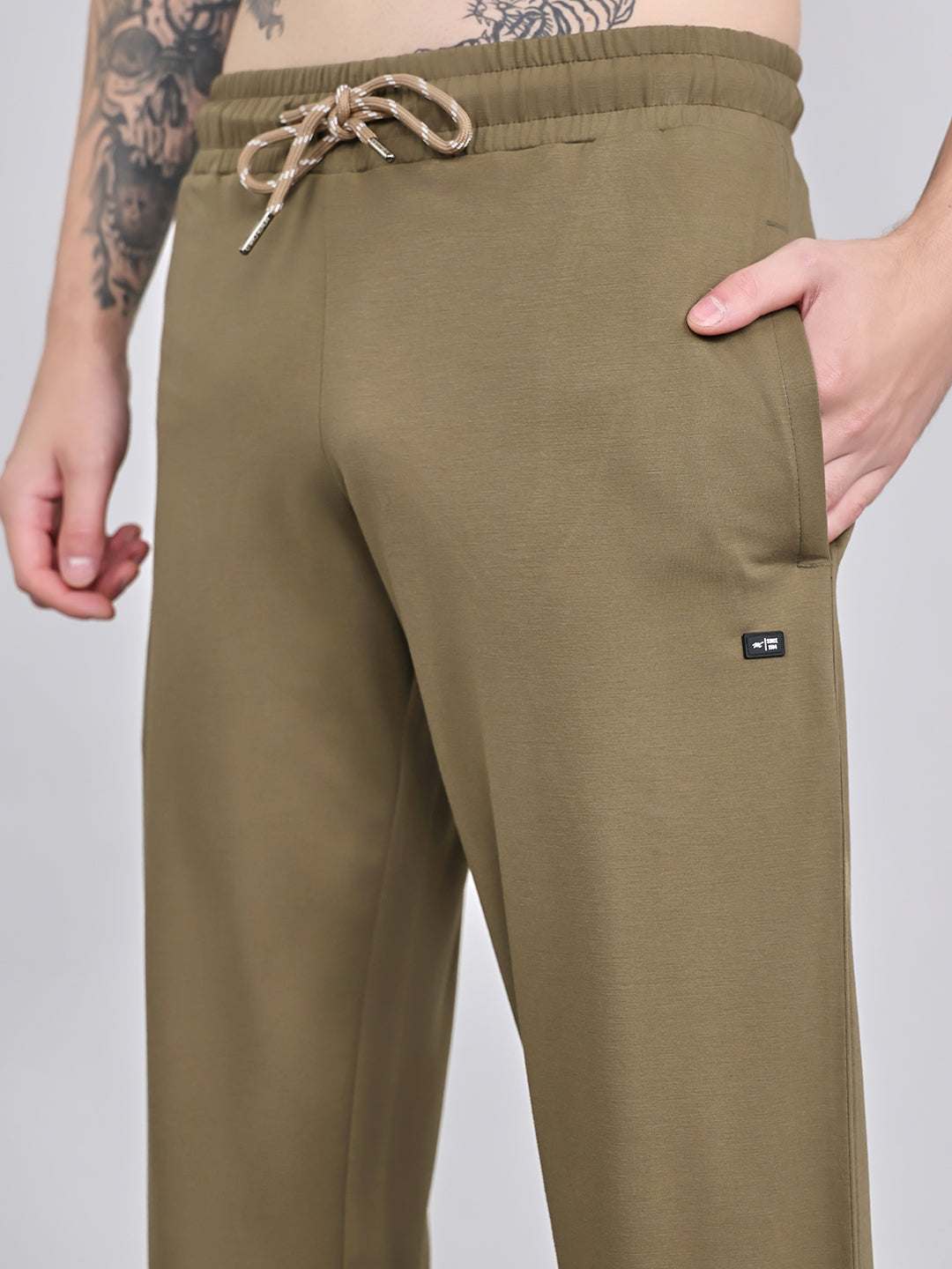 Men Olive Solid Collar Half Sleeve Lower Set