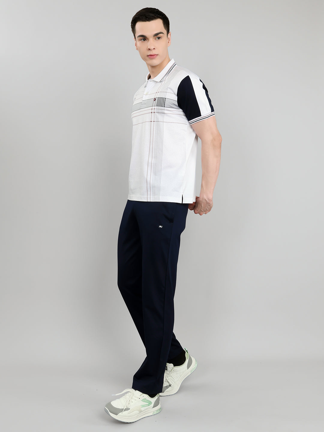 Men Navy Blue & White Self Design Collar Half Sleeve 3 Pc Combo Set