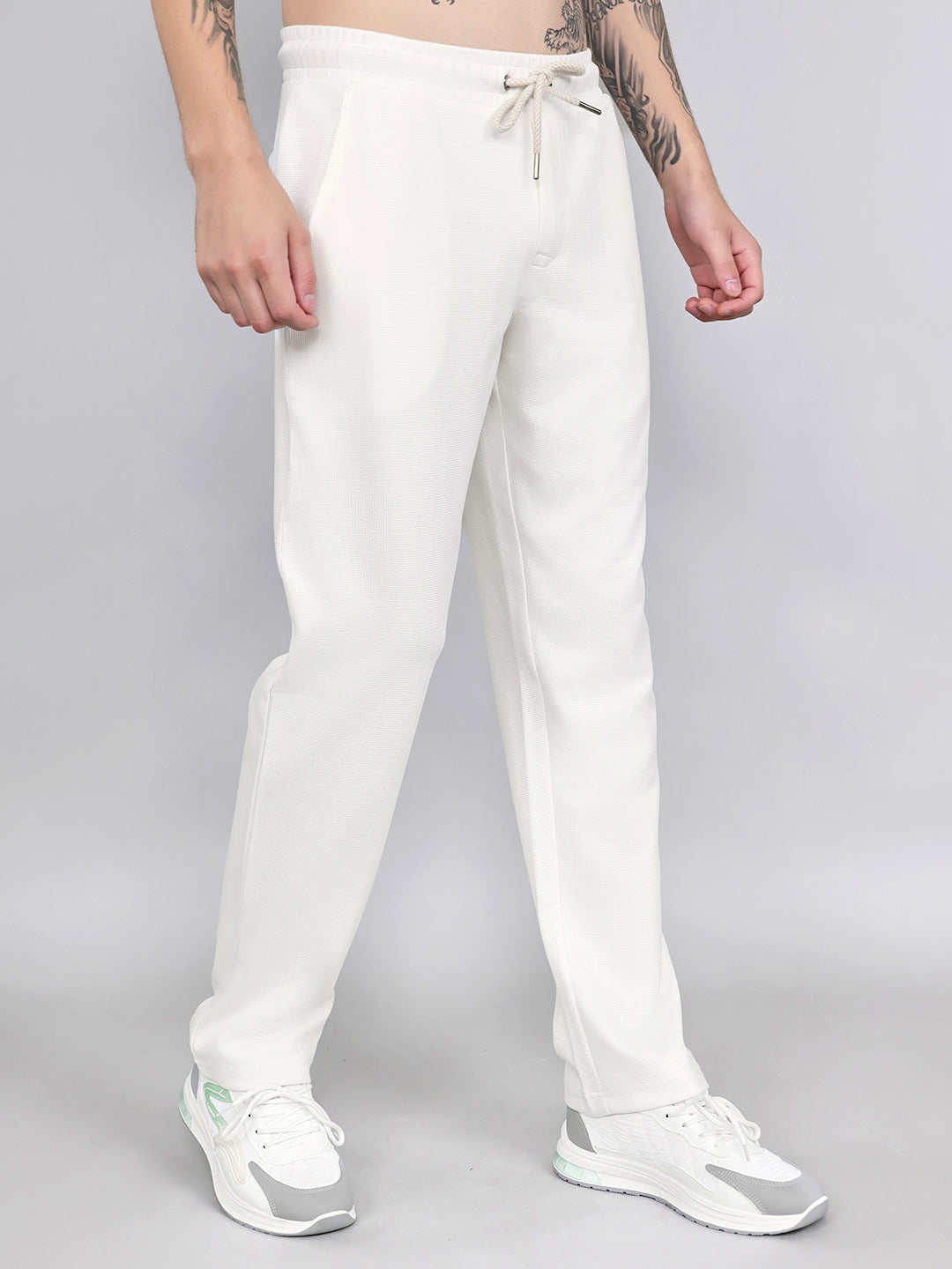 Luxuria Men White Solid Regular Fit Lower