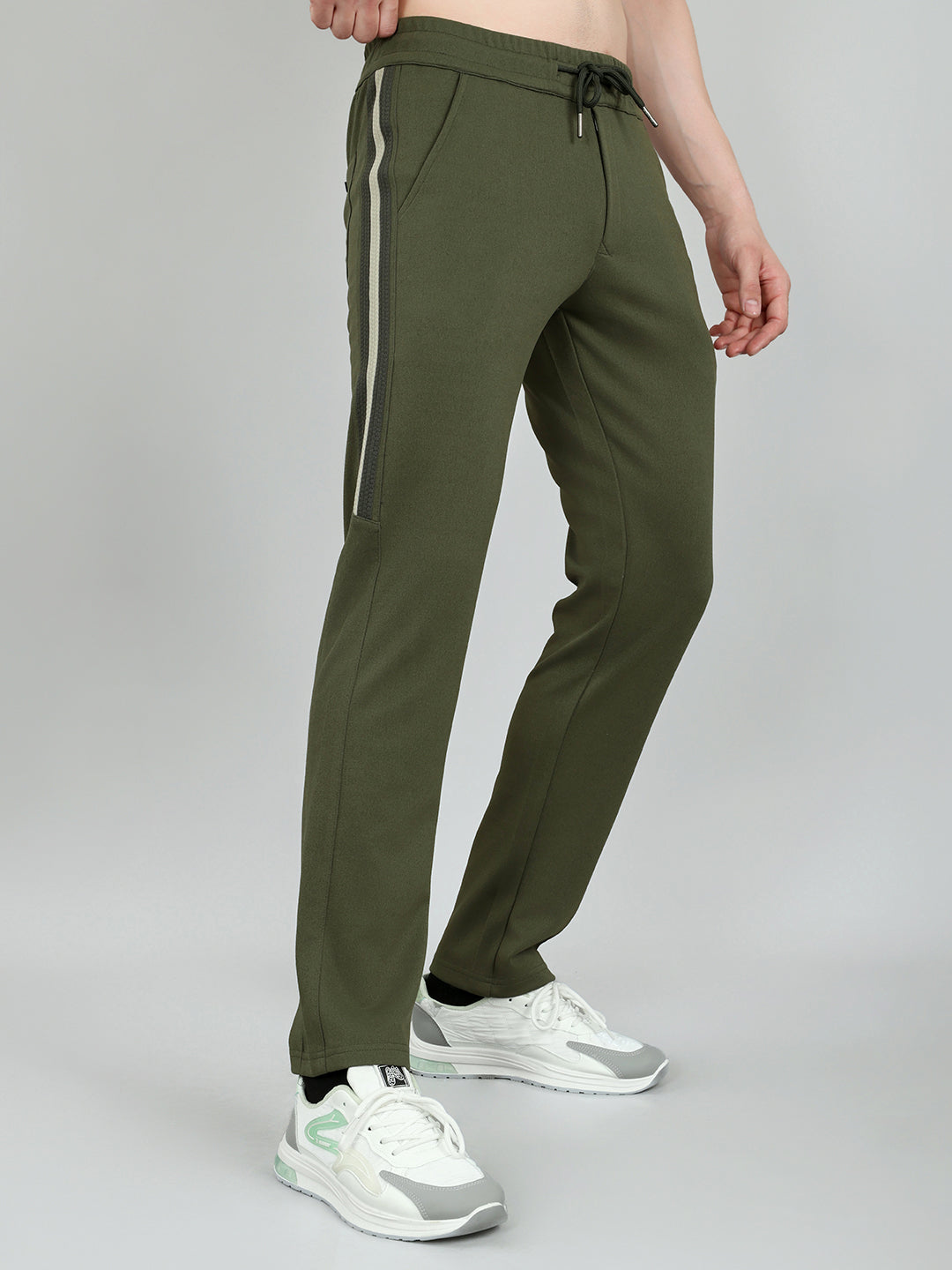 Luxuria Men Olive Solid Regular Fit Lower