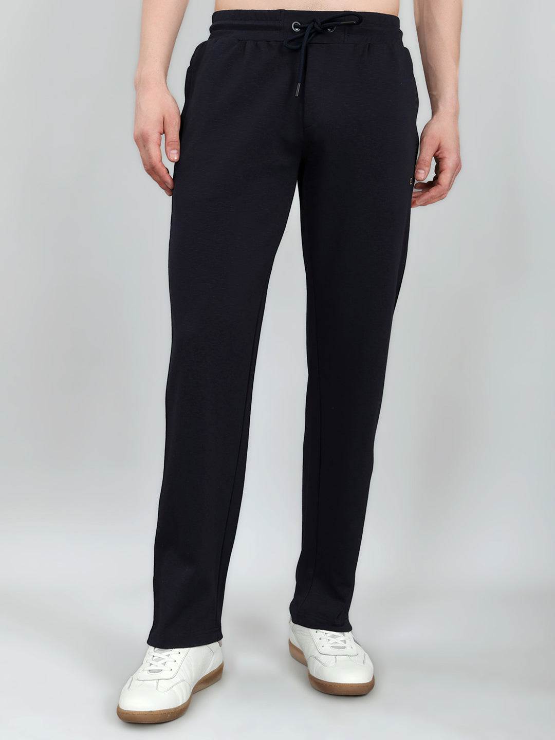 Luxuria Men Navy Blue Solid Regular Fit Lower