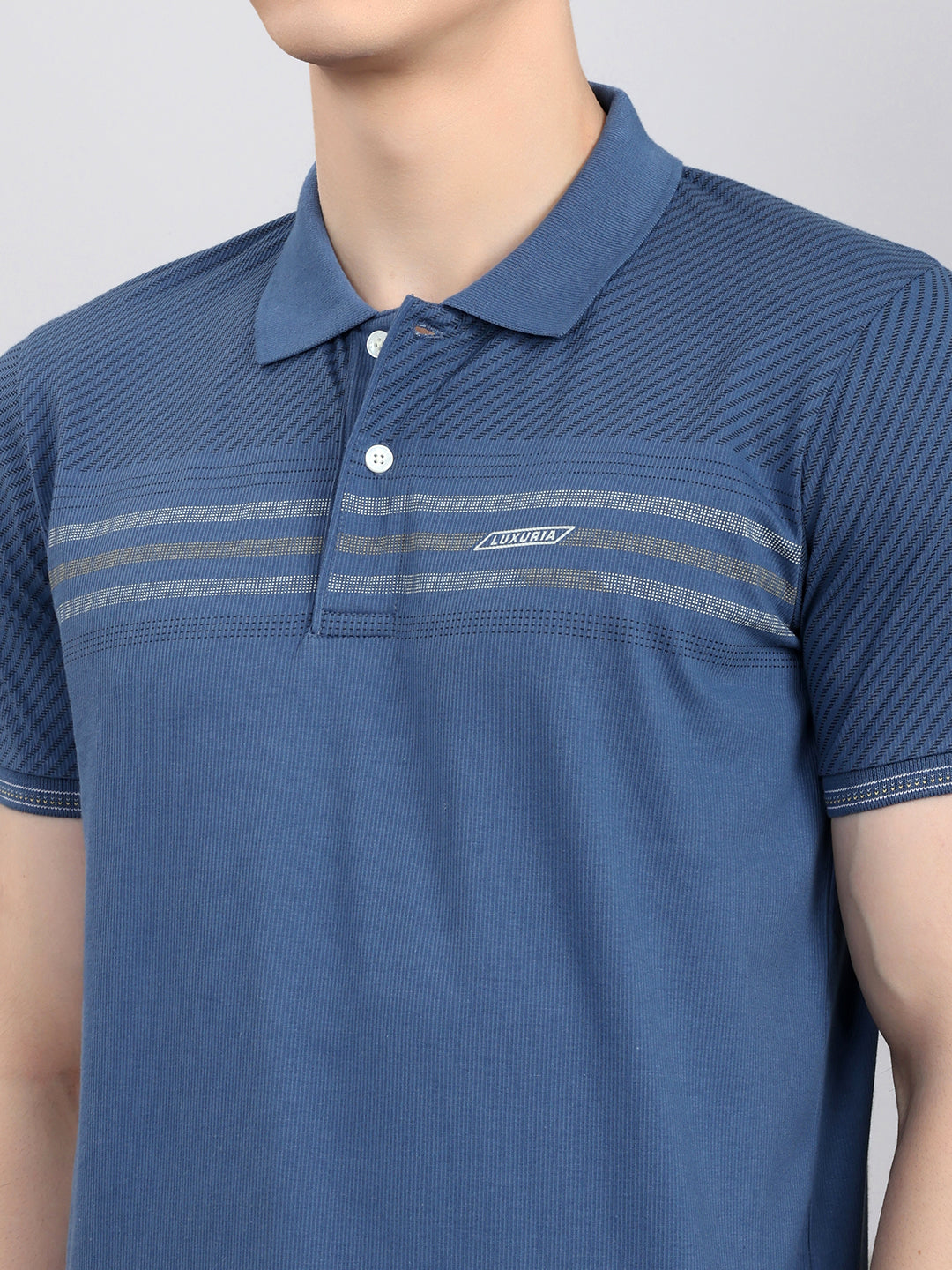 Luxuria Men Sky Blue Solid Round Neck Half Sleeve Lower Set