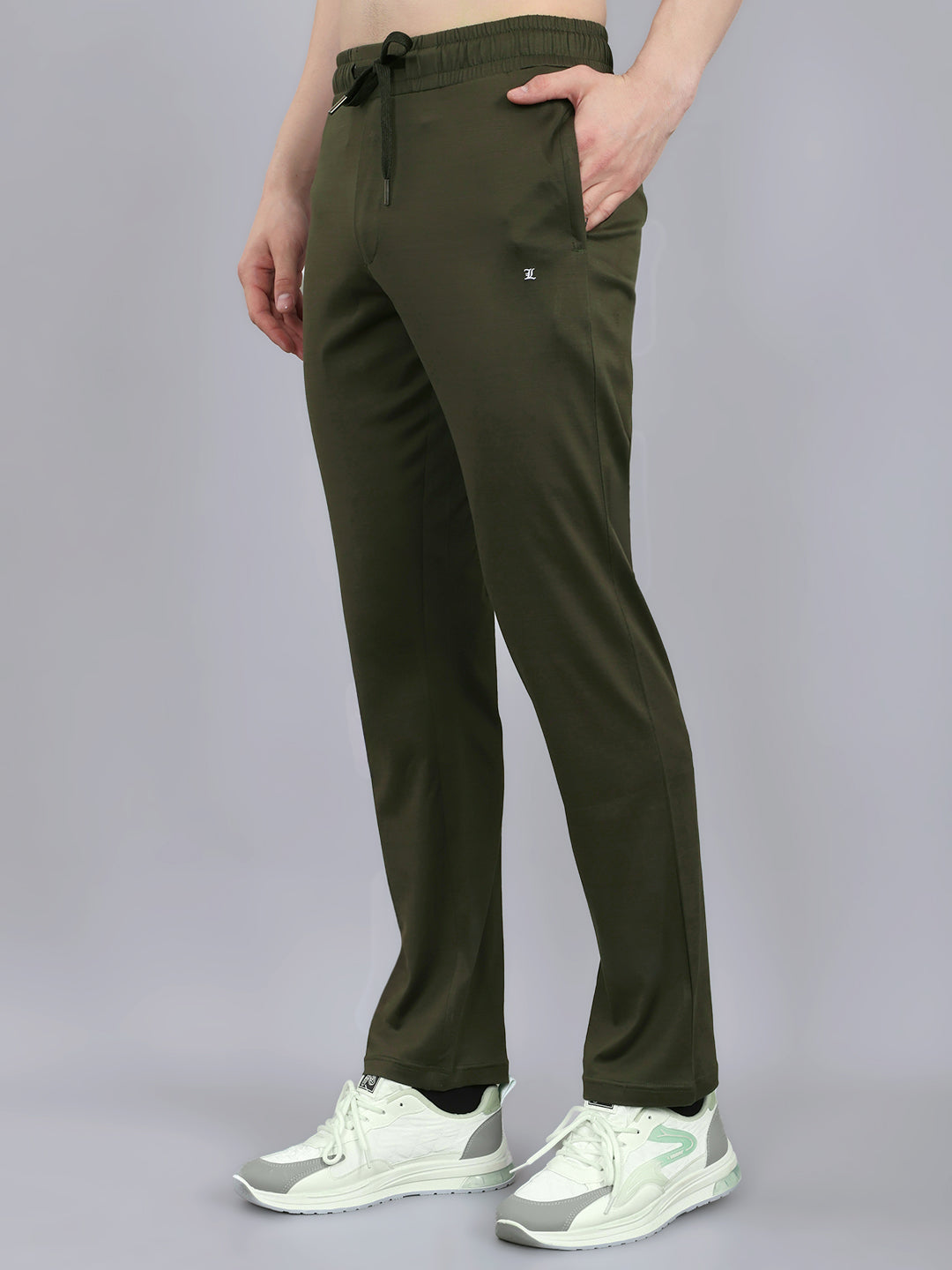 Luxuria Men Olive Solid Round Neck Half Sleeve Lower Set