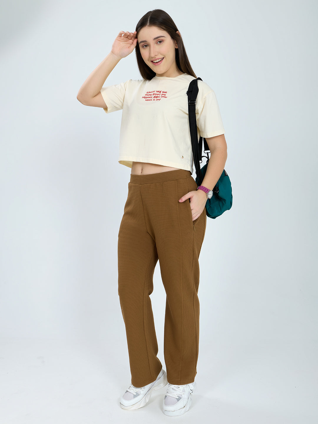 Women Tan Self Design Regular Fit Winter Lower