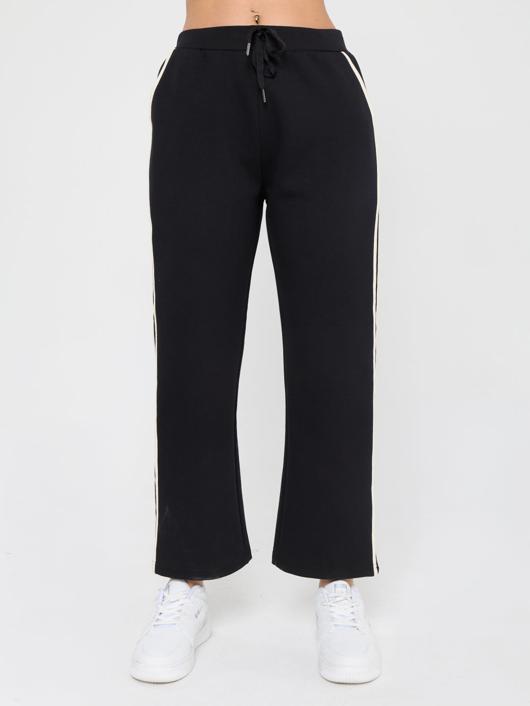 Women Black Solid Round Neck Short Sleeve Cords Set