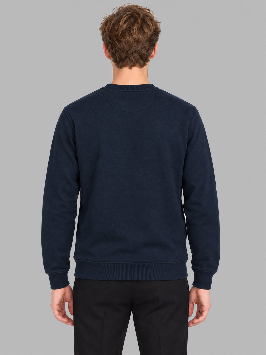 Men Blue Solid Round Neck Full Sleeve Sweatshirt