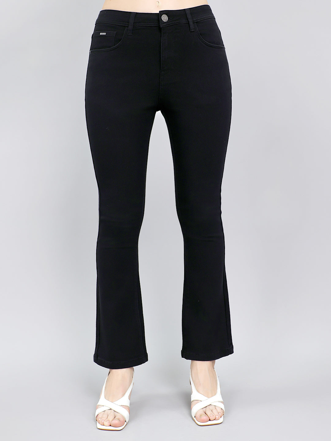 Women Black Light Wash Regular Fit Denim