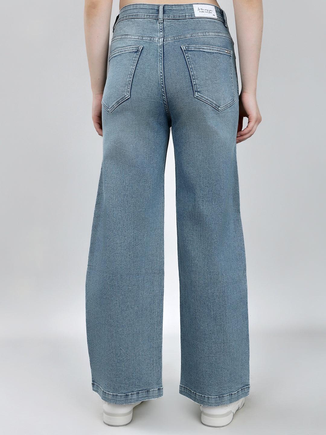 Women Blue Solid Regular Fit Denim