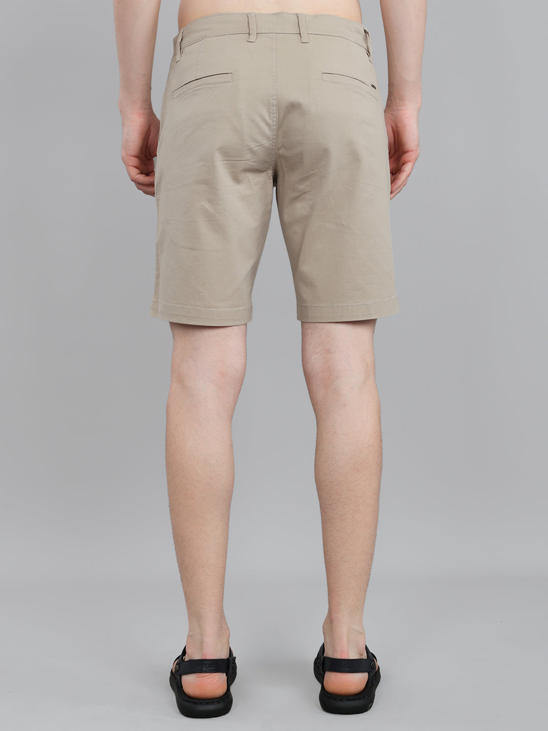 Men Beige Solid Regular Fit Shorts