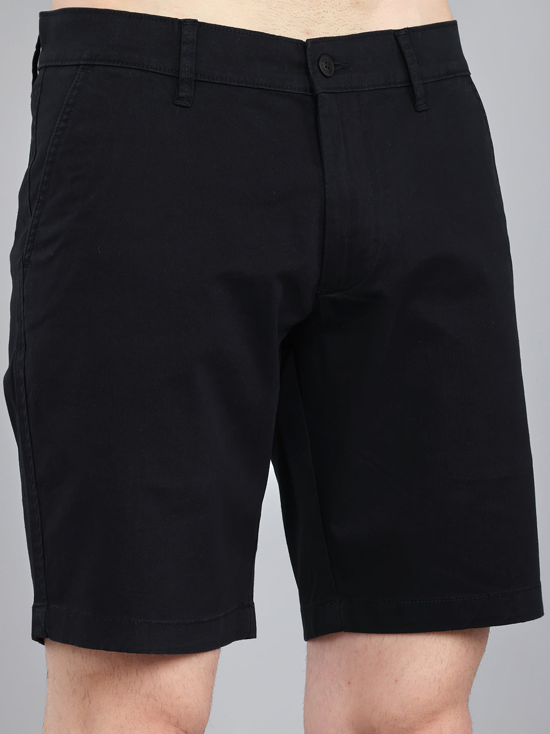 Men Navy Blue Solid Regular Fit Shorts