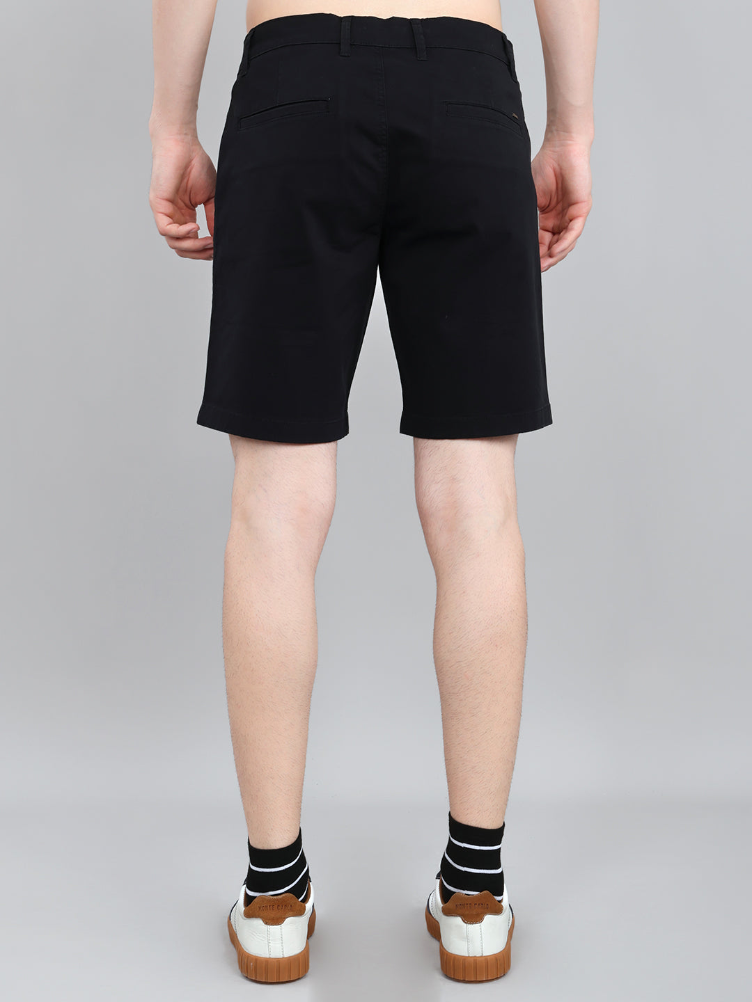 Men Navy Blue Solid Regular Fit Shorts