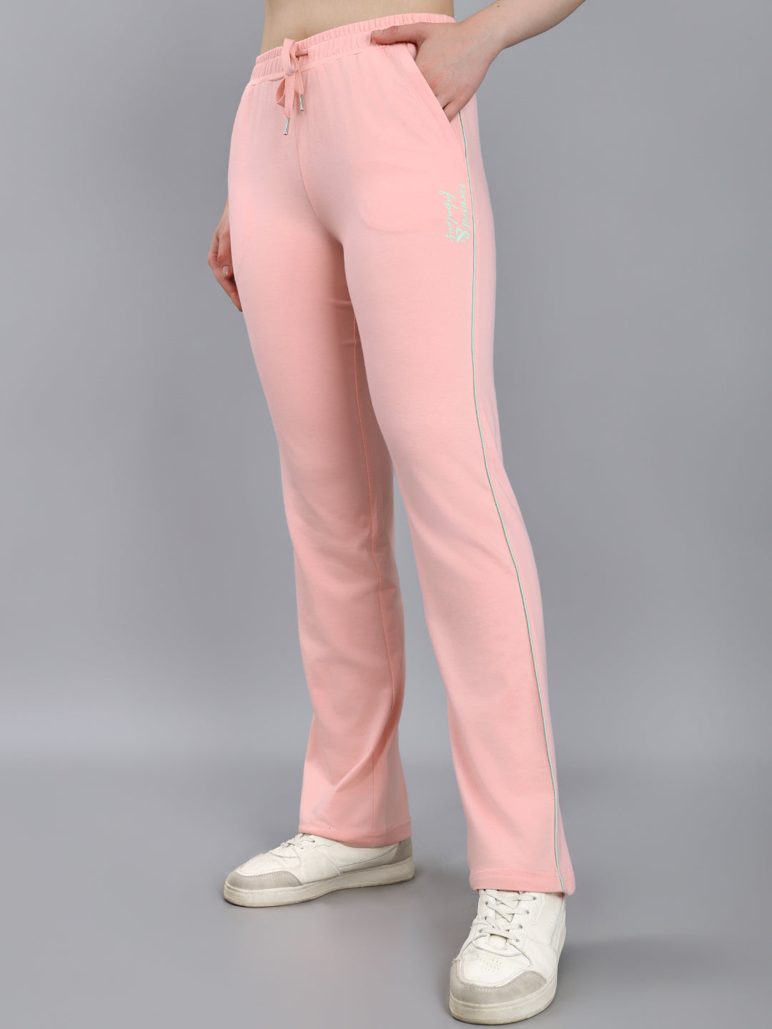 Women Peach Solid Regular Fit Lower