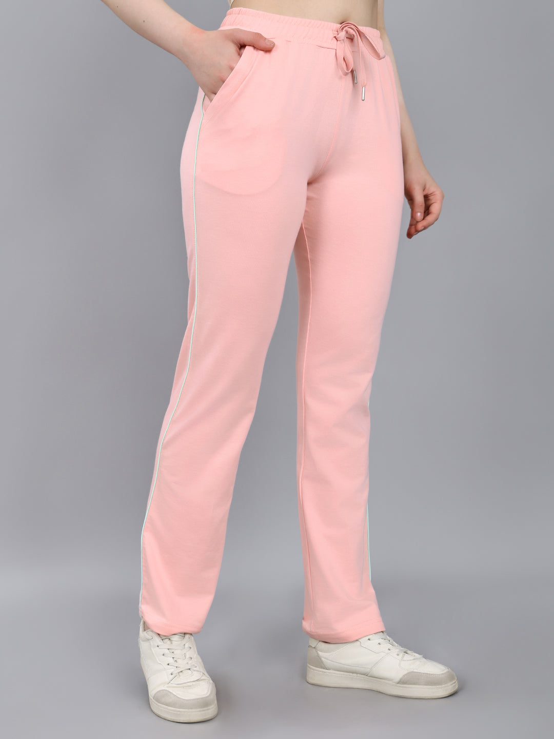 Women Peach Solid Regular Fit Lower