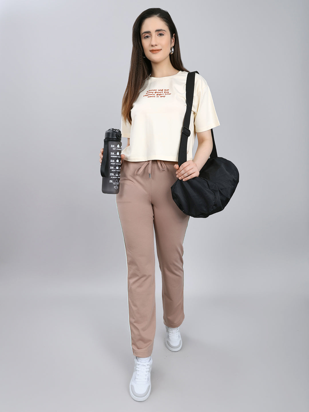 Women Beige Solid Regular Fit Lower