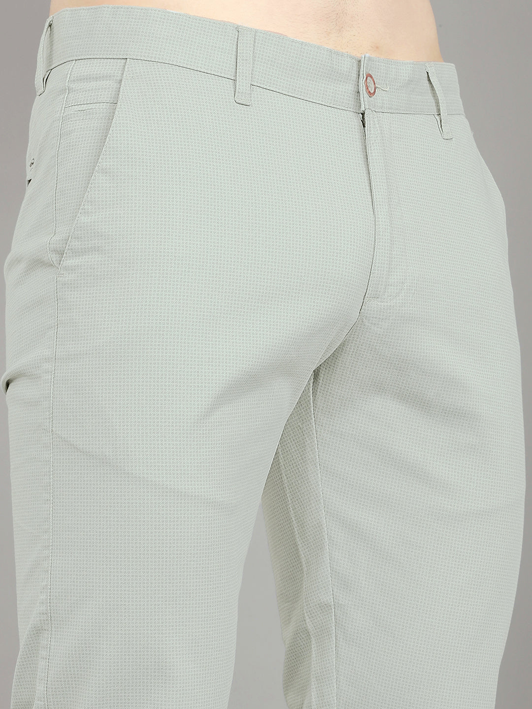 Men Sea Green Check Slim Fit Trouser