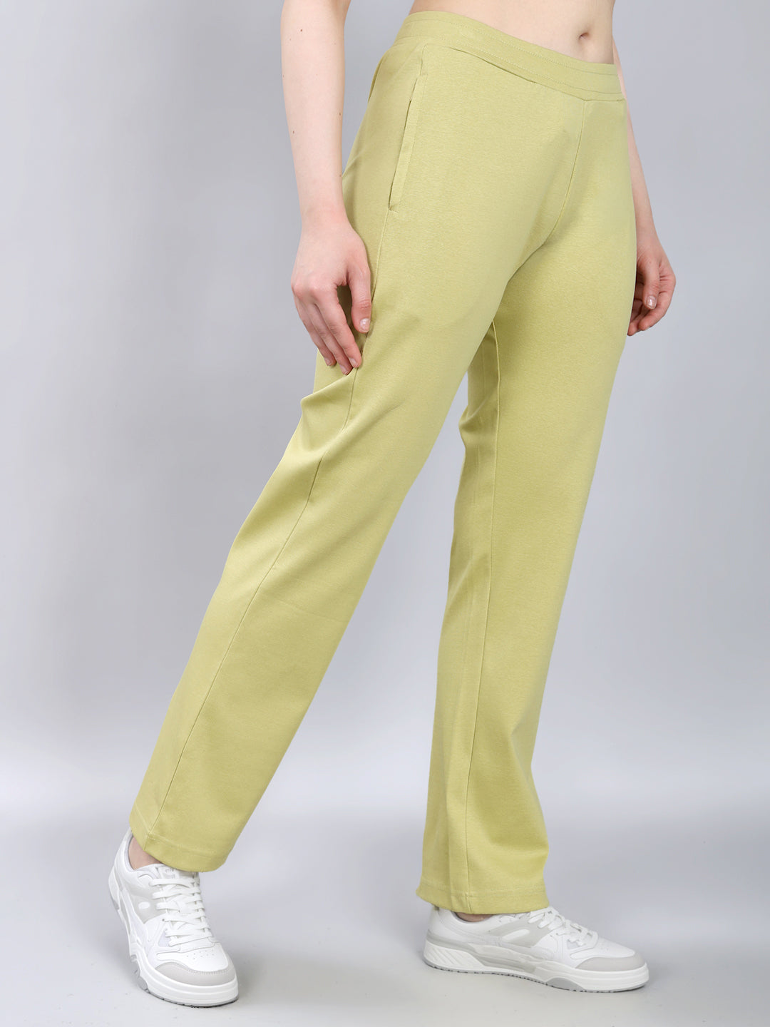 Women Light Green Solid Regular Fit Lower