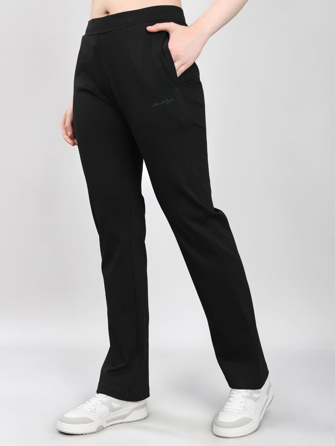 Women Black Solid Regular Fit Lower