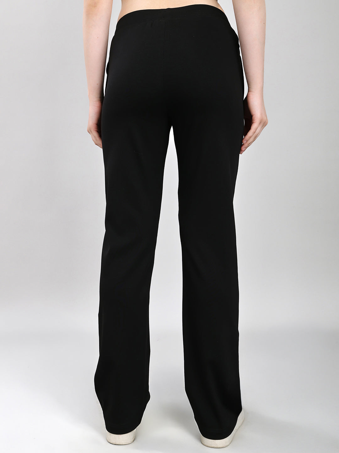 Women Black Solid Regular Fit Lower