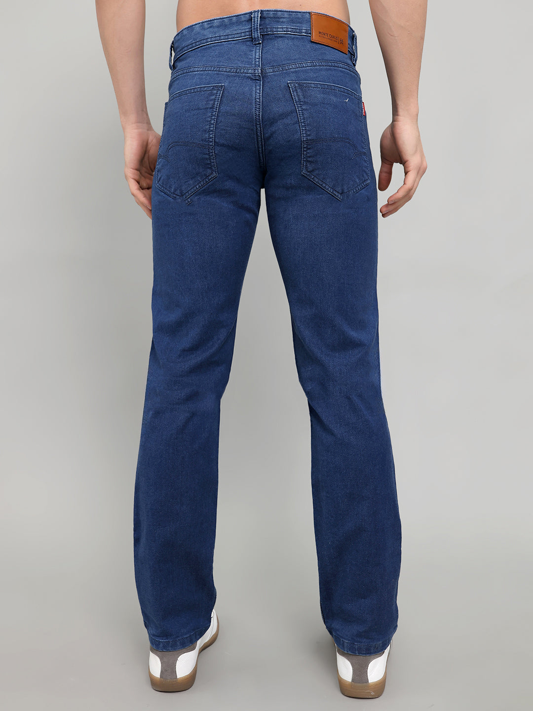 Men Blue Solid Straight Fit Denim