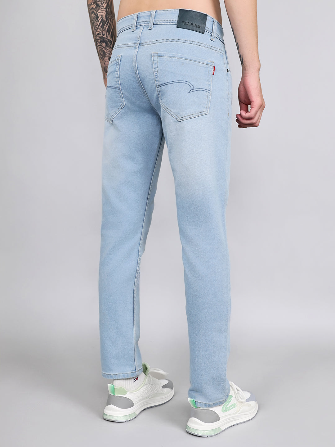 Men Light Blue Light Wash Narrow Fit Denim