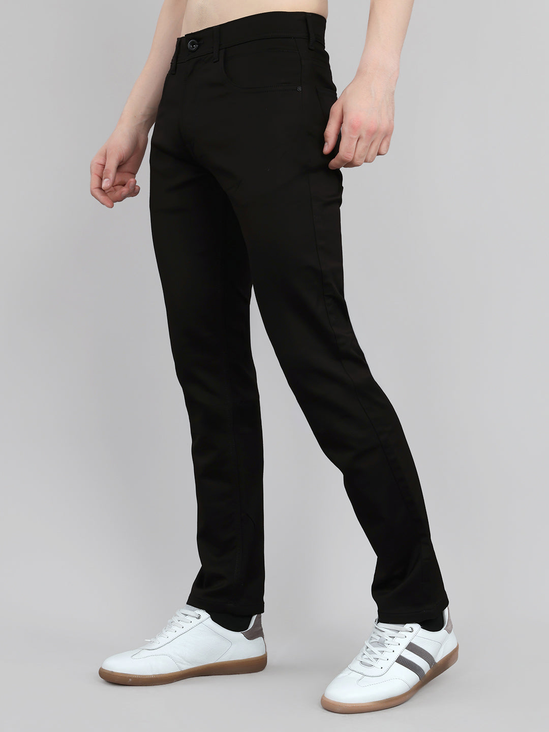 Men Black Light Wash Ankle Length Denim