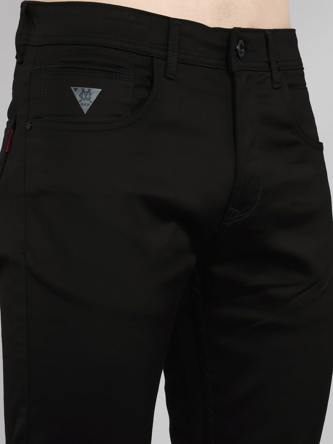 Men Black Light Wash Ankle Length Denim