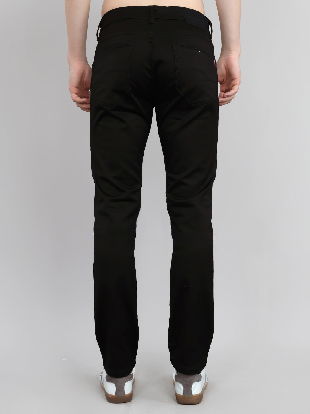 Men Black Light Wash Ankle Length Denim