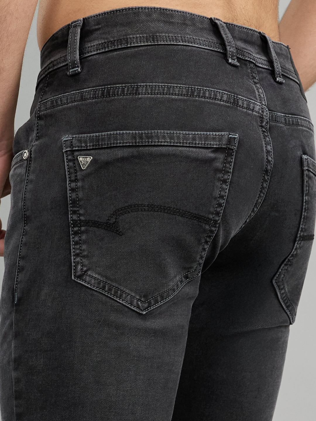 Men Grey Light Wash Skinny Fit Denim