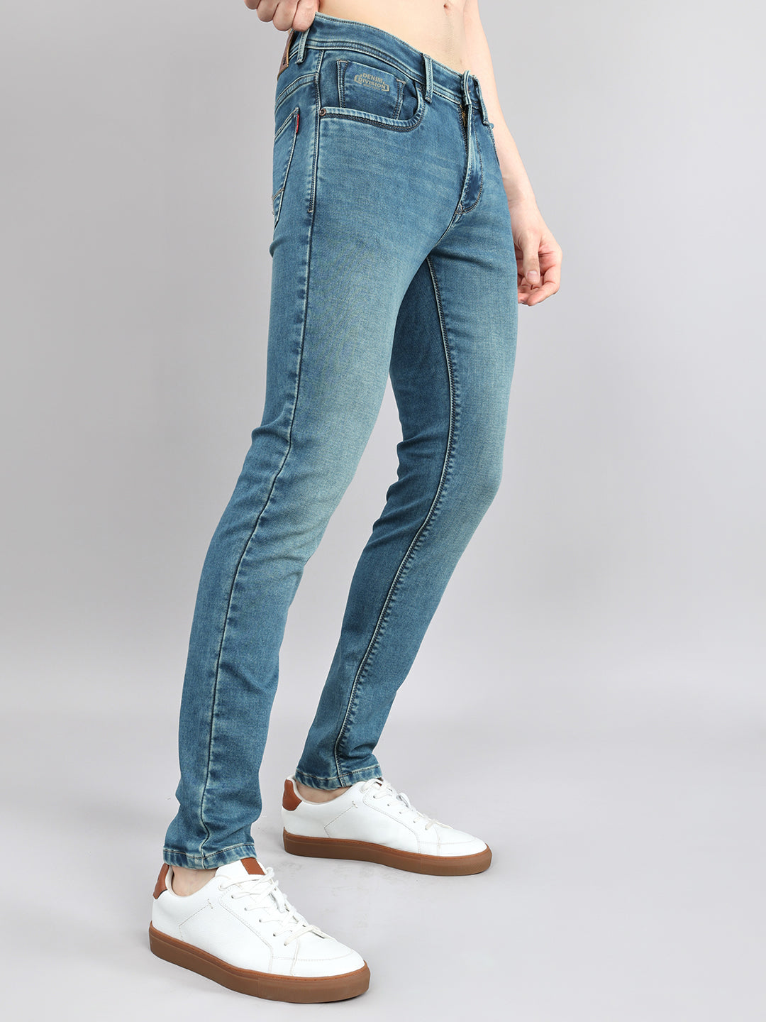 Men Light Green Light Wash Skinny Fit Denim