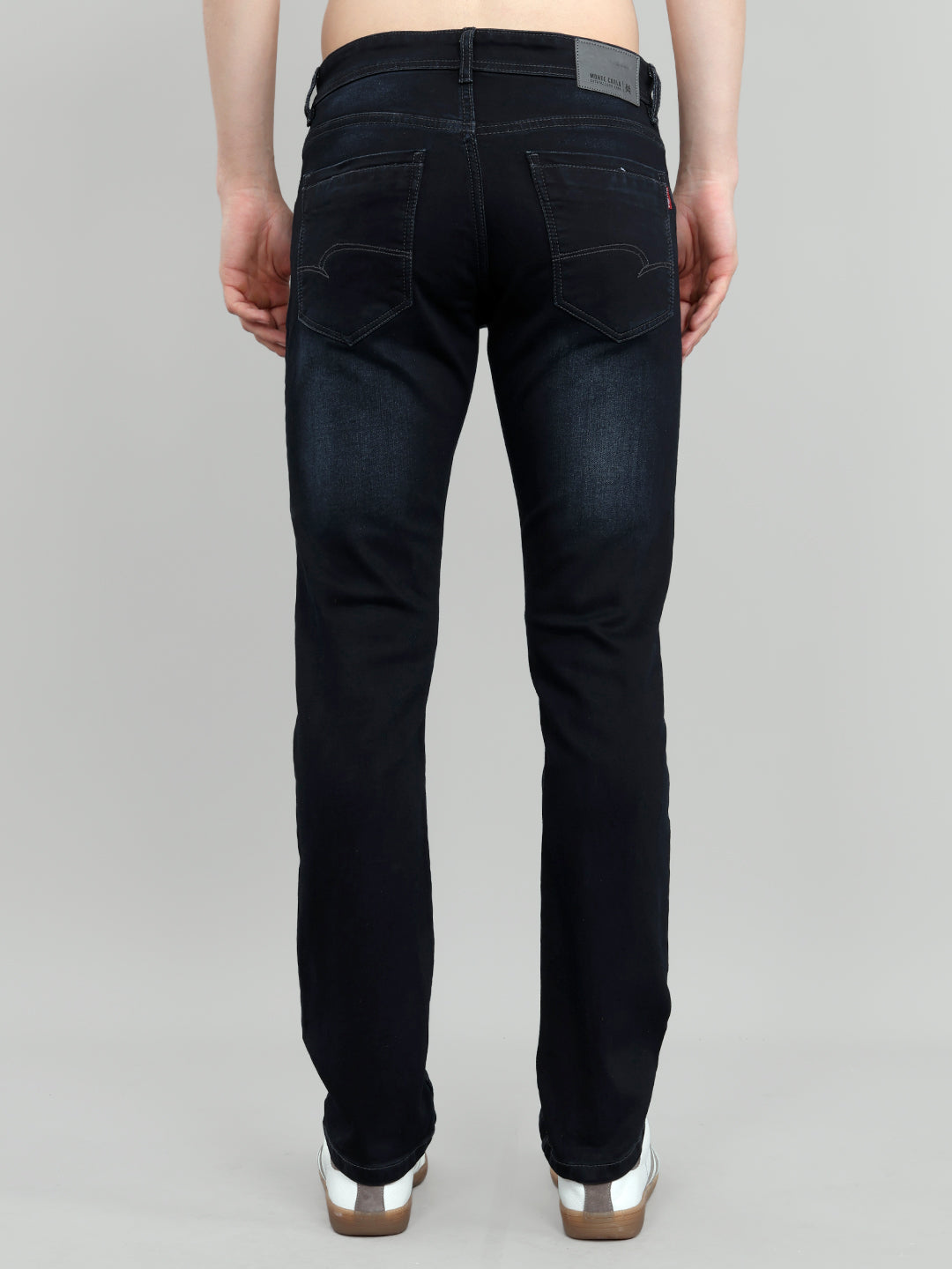 Men Dark Blue Light Wash Narrow Fit Denim