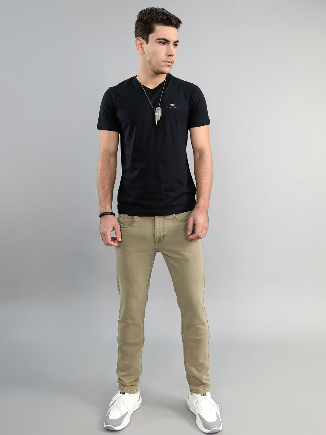 Men Green Light Wash Skinny Fit Denim