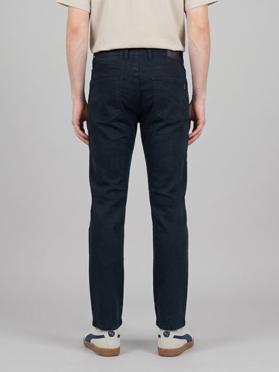 Men Dark Blue Light Wash Straight Fit Denim