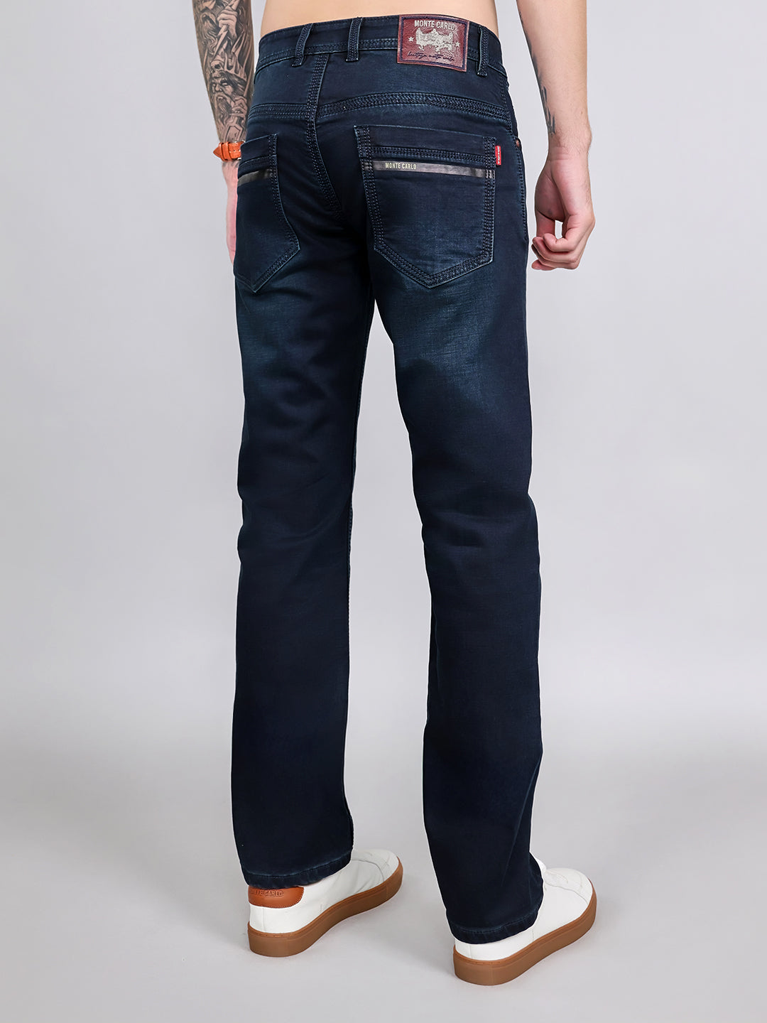 Men Dark Blue Light Wash Slim Fit Denim