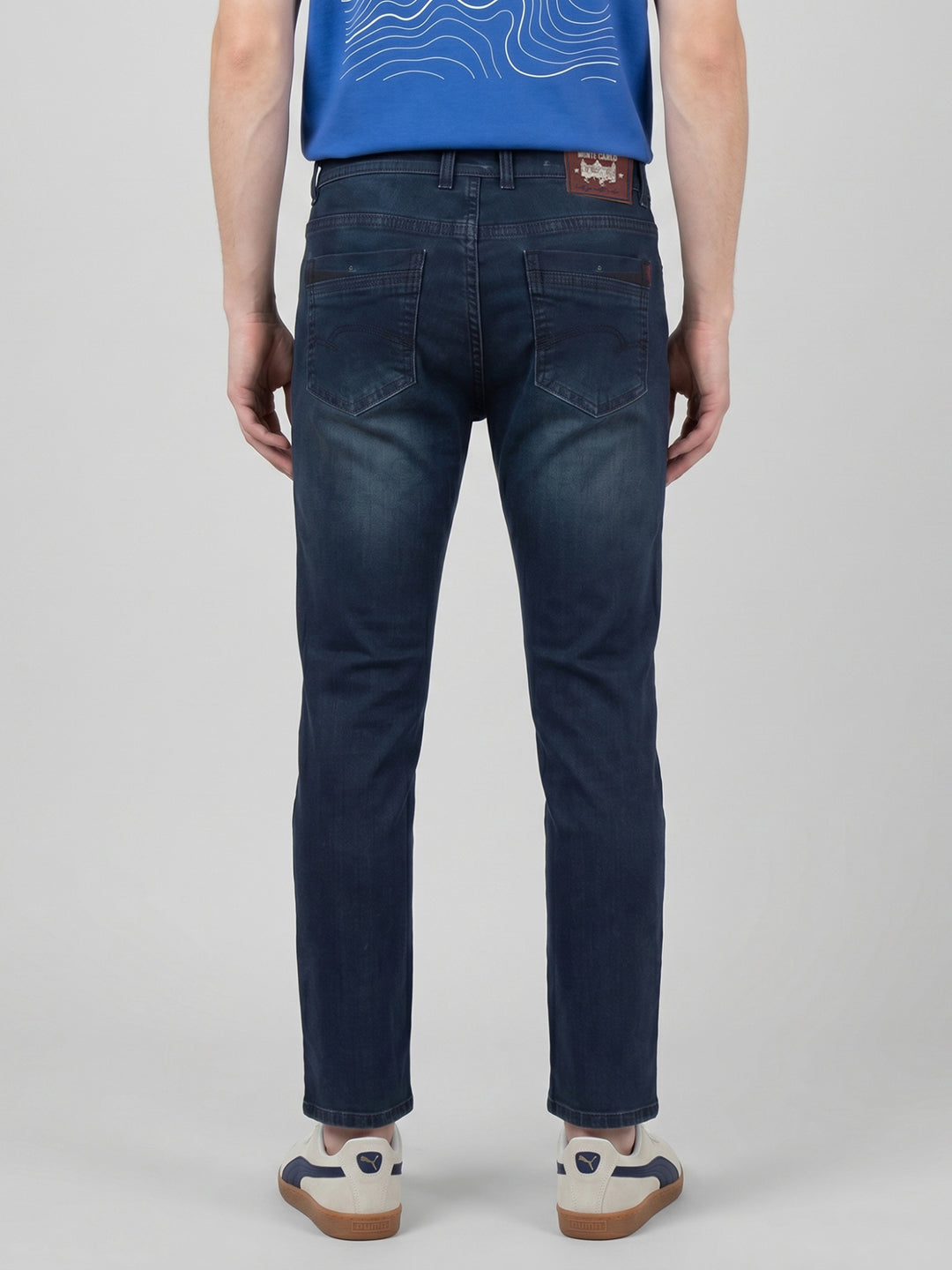 Men Blue Light Wash Straight Fit Denim