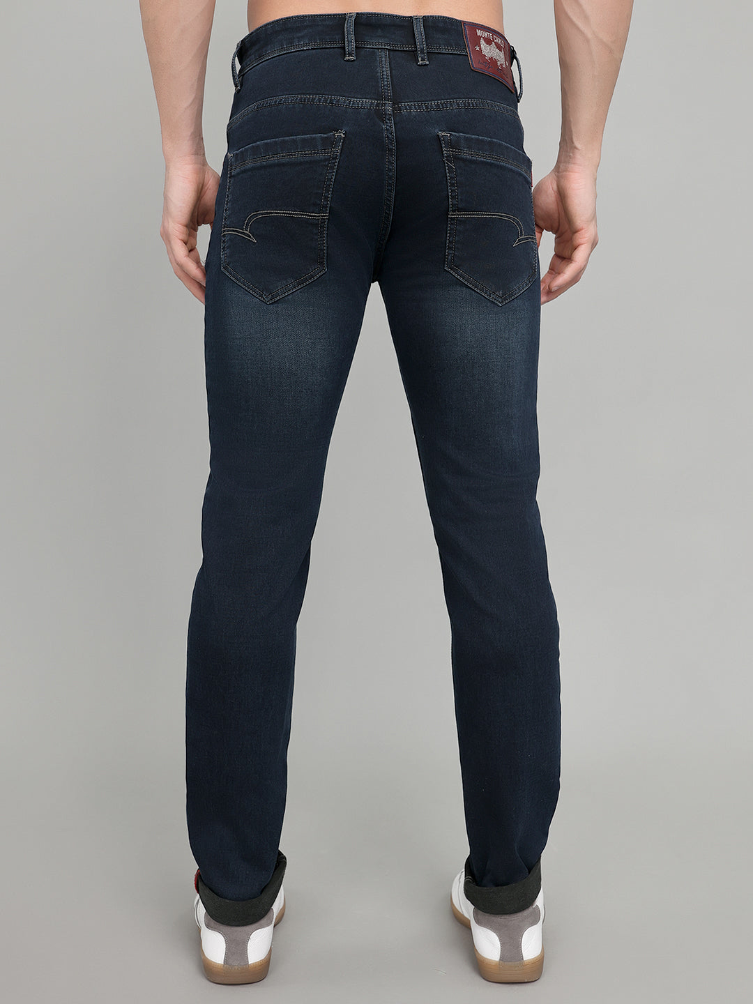 Men Blue Solid Regular Fit Denim