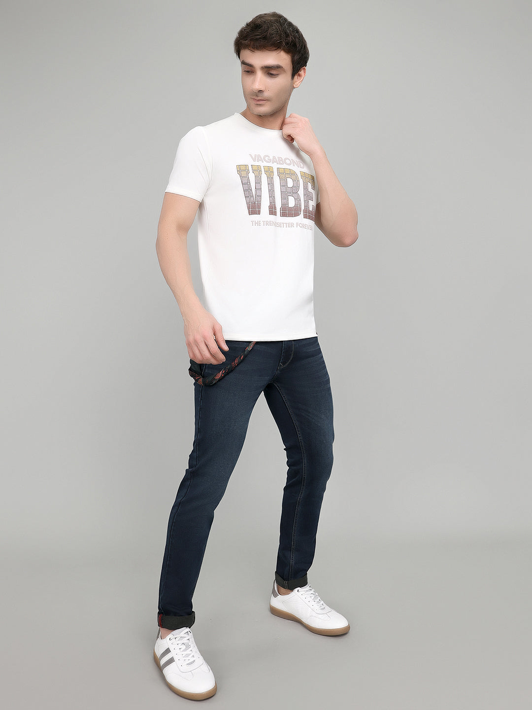 Men Blue Solid Regular Fit Denim