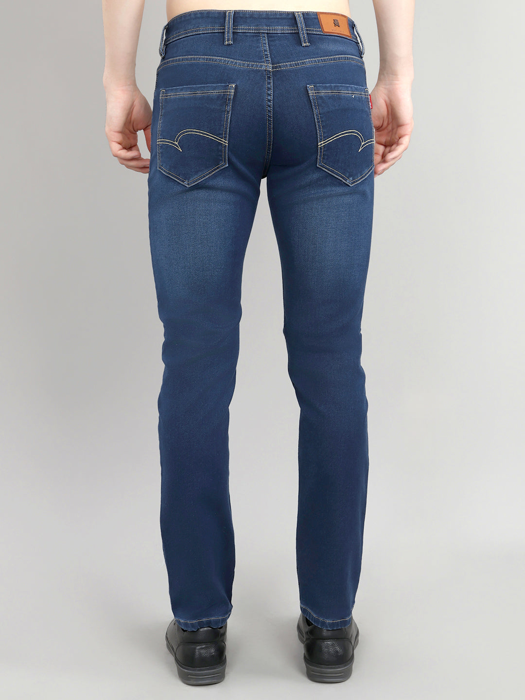 Men Blue Light Wash Narrow Fit Denim