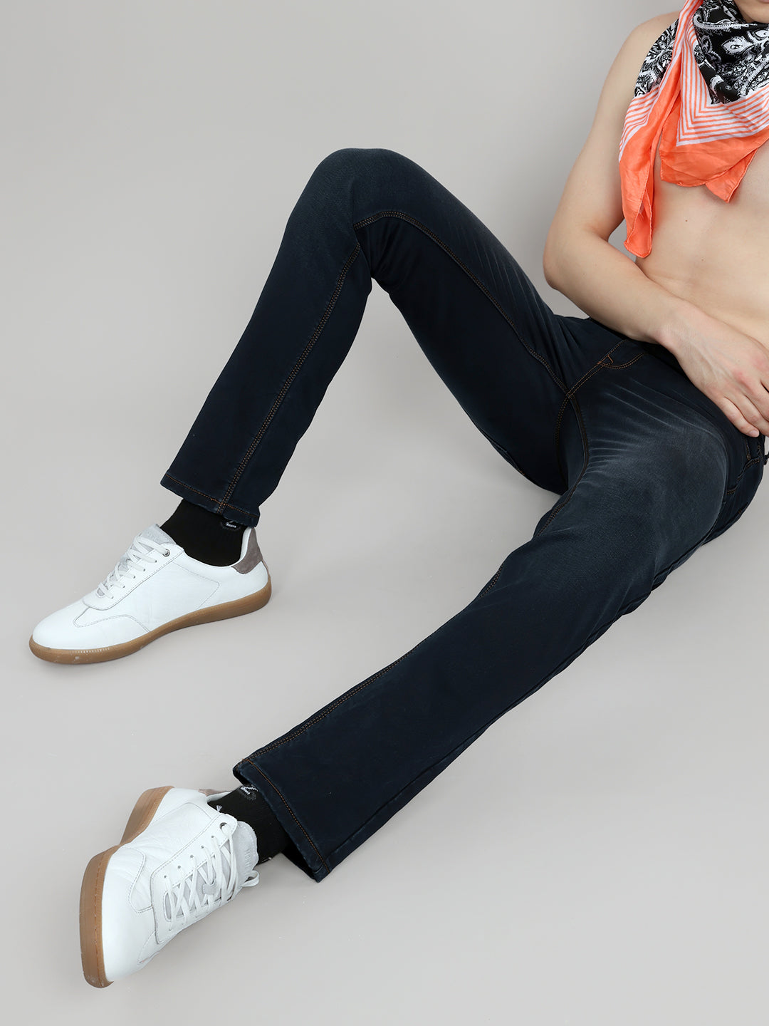 Men Dark Blue Light Wash Narrow Fit Denim