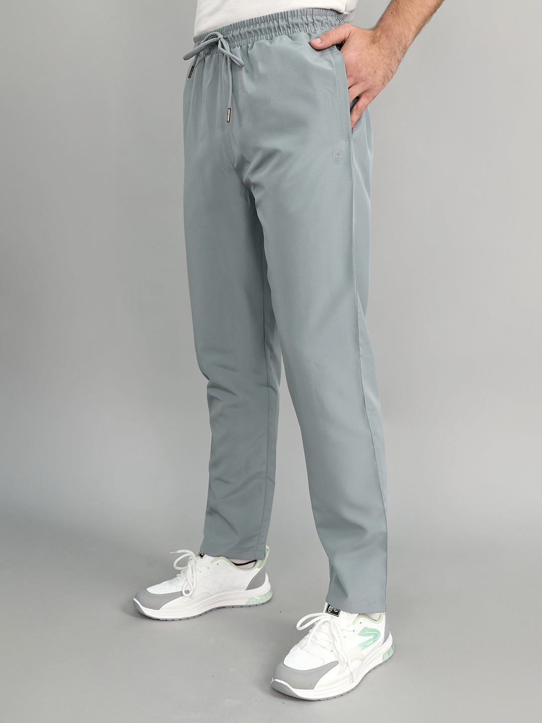 Men Light Grey Solid Regular Fit Lower