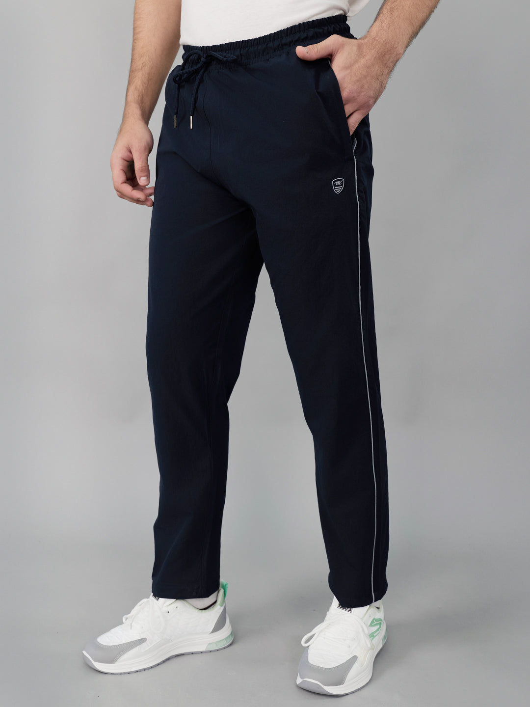 Men Navy Blue Solid Regular Fit Lower